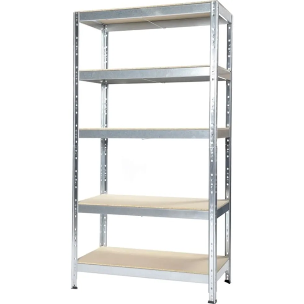 kit scaffale SOLID in acciaio zincato cm.90 x 40 x 180H con 5 ripiani in legno
