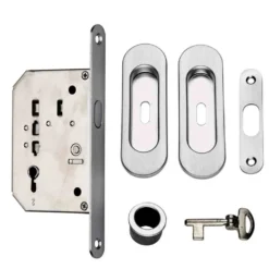 Kit serratura per porte scorrevoli cromo satinato nicchie ovali FROSIO BORTOLO
