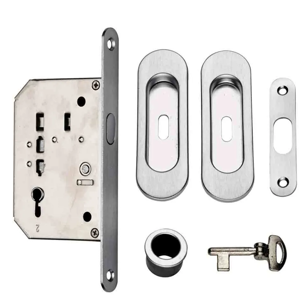 Kit serratura per porte scorrevoli cromo satinato nicchie ovali FROSIO BORTOLO