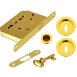 Kit serratura per porte scorrevoli oro lucido nicchie tonde MARIVA art. 2055