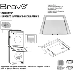Kit sovrapposizione lavatrice e asciugatrice BRAVO CARLITOS con piano estraibile