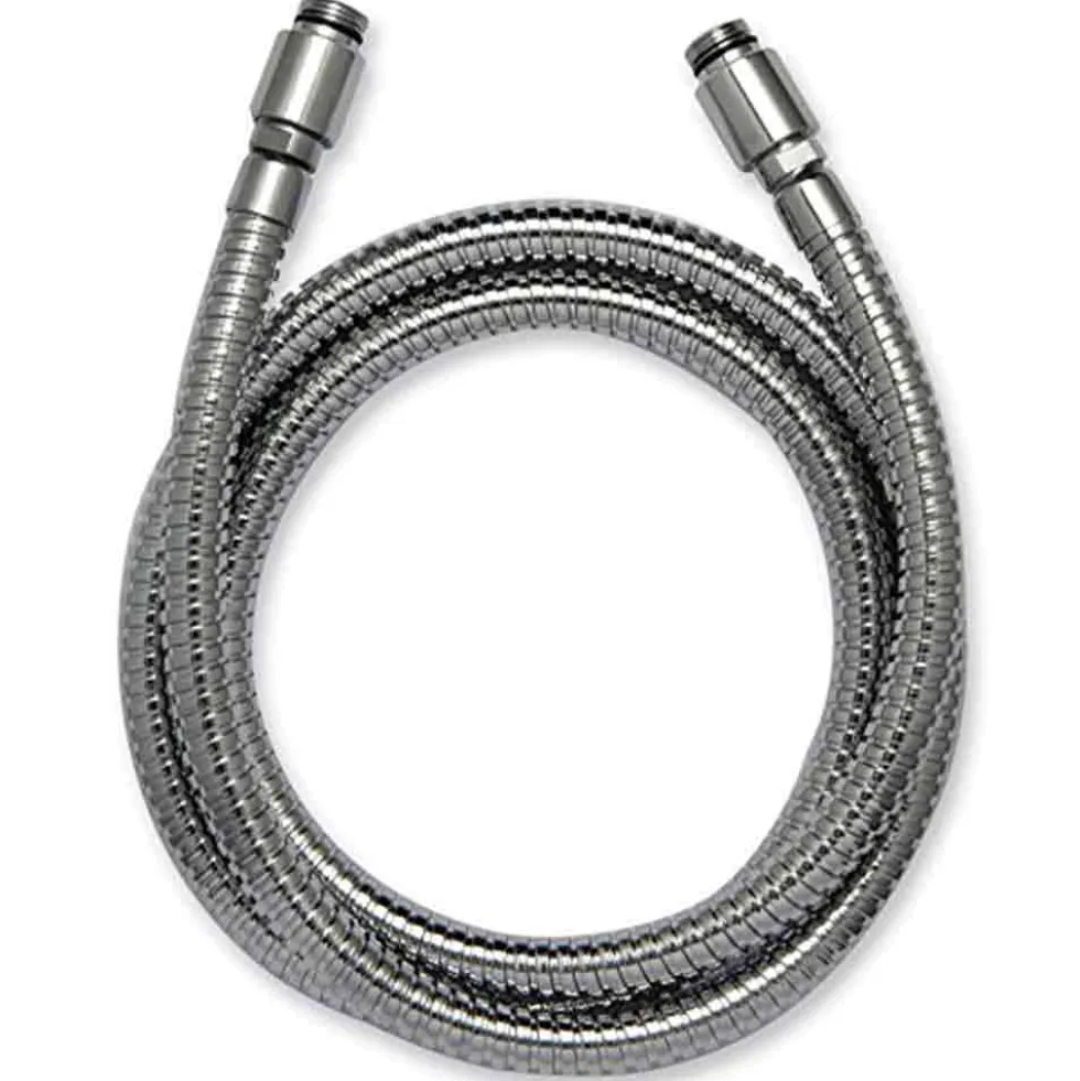 Laccio doccia flessibile acciaio cromato doppia aggraffatura maschio-maschio 3/8" cm.150