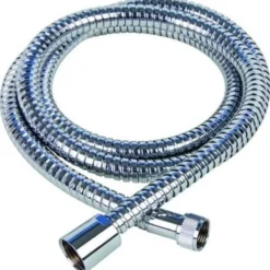 Laccio doccia ridotto flessibile acciaio cromato doppia aggraffatura 3/8" x 1/2" f.f. cm.150