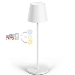 Lampada led da tavolo ricaricabile CFG AUDREY bianca con intensità luminosa e tonalità di luce regolabile