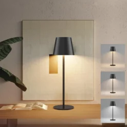 Lampada led da tavolo ricaricabile CFG AUDREY nera con intensità luminosa e tonalità di luce regolabile