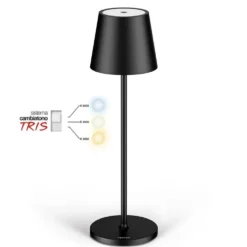 Lampada led da tavolo ricaricabile CFG AUDREY nera con intensità luminosa e tonalità di luce regolabile