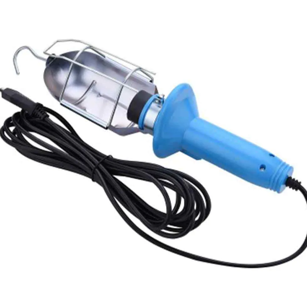 Lampada portatile con interruttore e gabbia metallo per lampadina E27 cavo mt.10