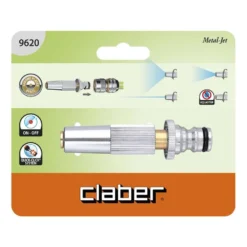 Lancia in ottone cromato CLABER 9620 METAL-JET a getto regolabile