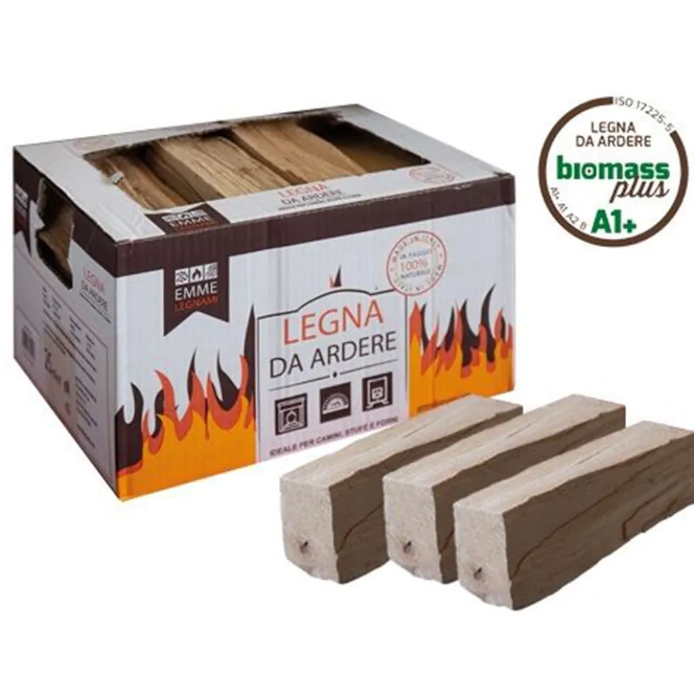 Legna da ardere per stufe camini e forni in scatola kg.12 circa legna di faggio certificata A1 PLUS
