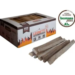 Legnetti accendifuoco per stufe camini e forni in scatola kg.6 circa legnetti di faggio certificata A1 PLUS