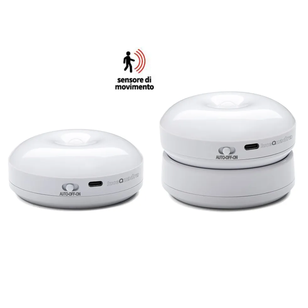 Luce led ricaricabile LUCIO con sensore di movimento supporto adesivo o attacco magnetico CFG EL187