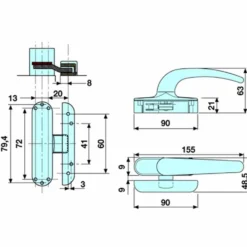 Maniglia con chiusura a tavellino avorio RAL1013 reversibile