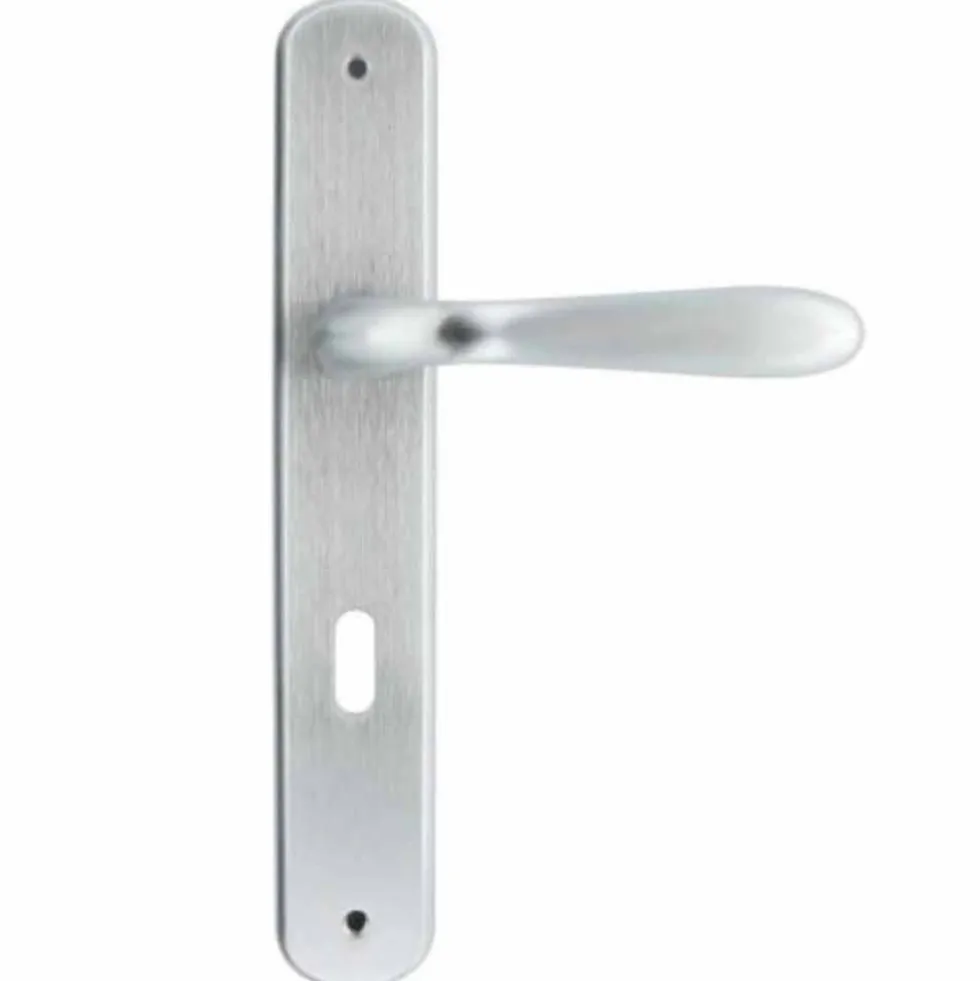 Maniglia con placca cromo satinato mm.70 mod. GOCCIA per porte interne