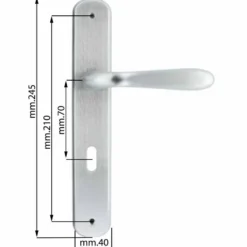 Maniglia con placca cromo satinato mm.70 mod. GOCCIA per porte interne