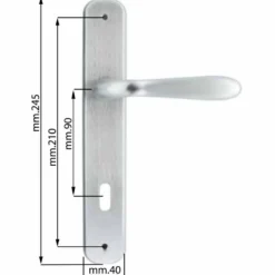 Maniglia con placca cromo satinato mm.90 mod. GOCCIA per porte interne
