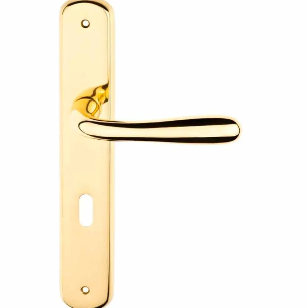 Maniglia con placca oro lucido mm.70 mod. GOCCIA per porte interne