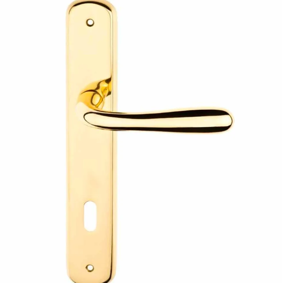 Maniglia con placca oro lucido mm.90 mod. GOCCIA per porte interne
