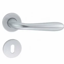 Maniglia con rosetta tonda mod. GOCCIA cromo satinato per porte interne