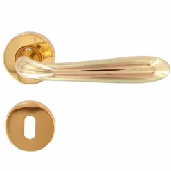 Maniglia con rosetta tonda ottone lucido mod. AGNONE per porte interne