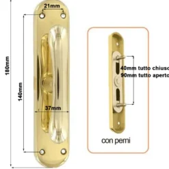 Maniglia cremonese mod. GOCCIA oro lucido con perni