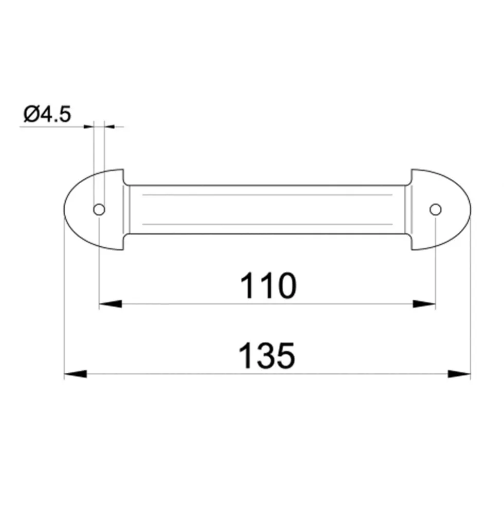 Maniglia in metallo stampato da avvitare mm.135 nera IBFM 071
