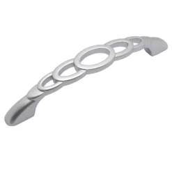 Maniglia per mobili stile moderno con intagli tondi mm.128 cromo perla ITALMETAL