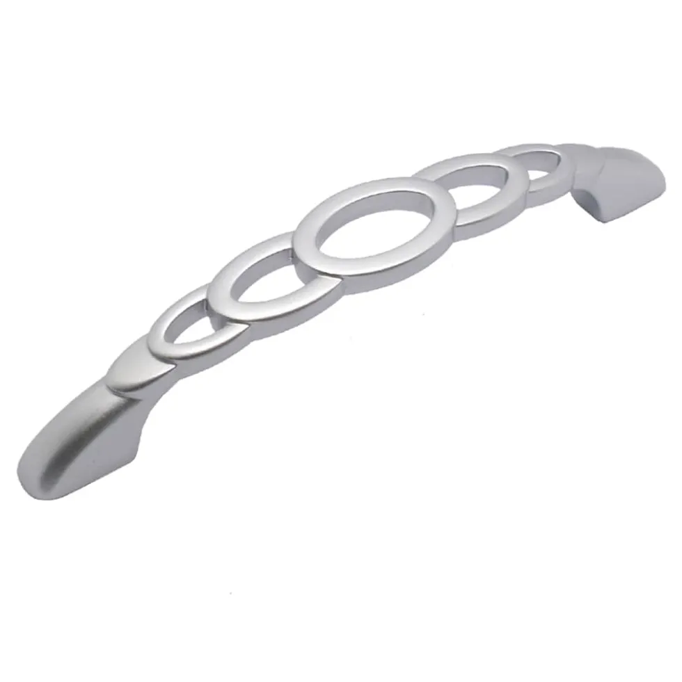 Maniglia per mobili stile moderno con intagli tondi mm.128 cromo perla ITALMETAL