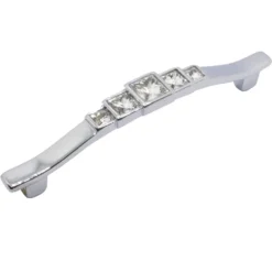 Maniglia per mobili stile moderno quadra con strass mm.128 cromo lucido ITALMETAL