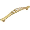 Maniglia per mobili stile moderno quadra con strass mm.128 oro opaco ITALMETAL
