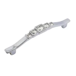 Maniglia per mobili stile moderno quadra con strass mm.96 cromo lucido ITALMETAL