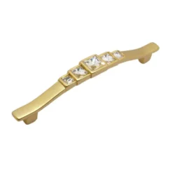 Maniglia per mobili stile moderno quadra con strass mm.96 oro opaco ITALMETAL