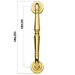 Maniglione ottone lucido ANTIK mm.250 per porte