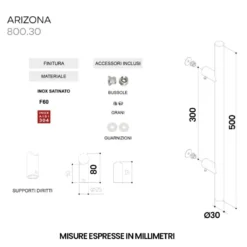 Maniglione per porte ARIZONA cm.50 in acciaio inox AISI 304 satinato