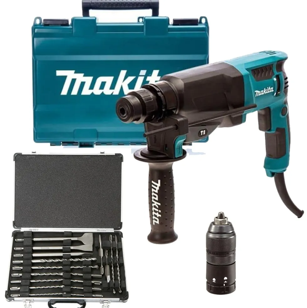 Martello tassellatore SDS-Plus MAKITA HR2630TX12 800W 2,4 joule 3 funzioni + kit 17 accessori