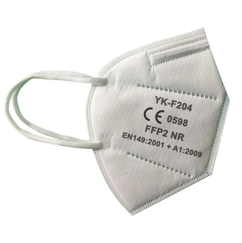 Mascherine protettive FFP2 pieghevoli bianche cf.20 pz. imbustate singolarmente certificate CE