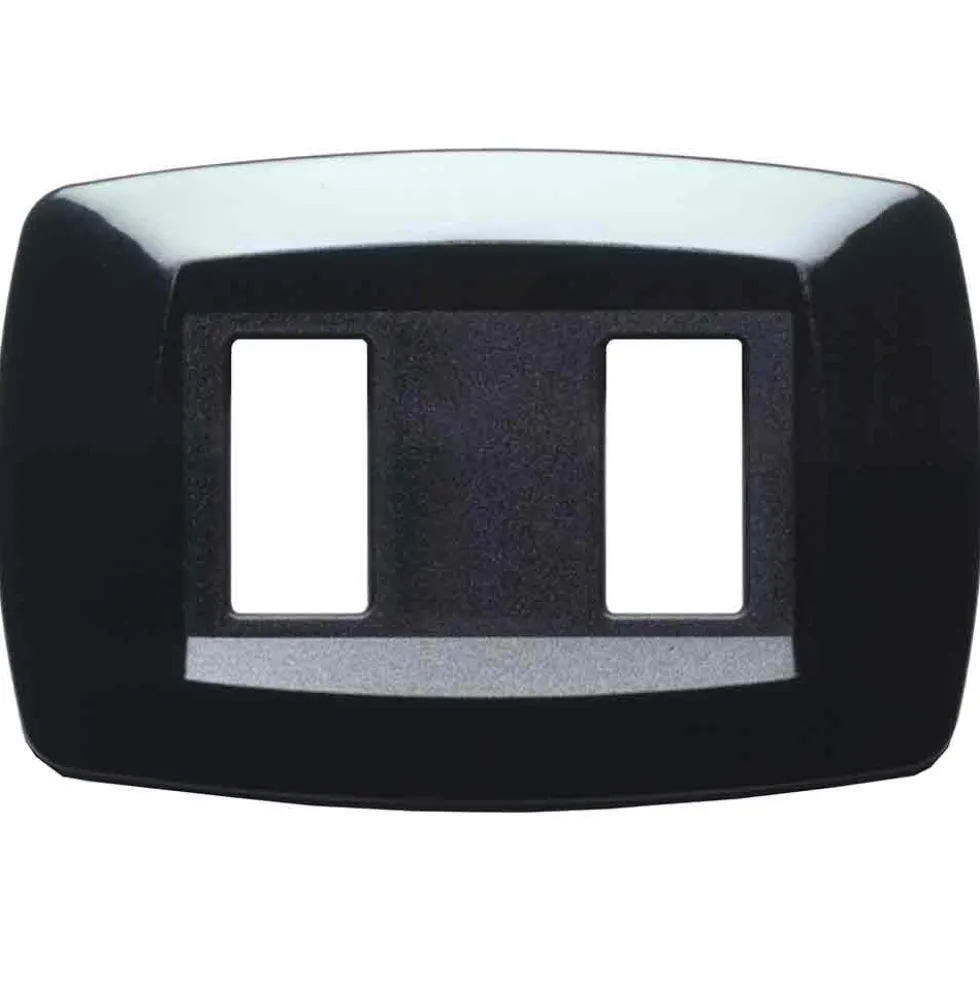 MASTER MD202 Placca coprinterruttori modì NERA 2 posti compatibile BTICINO MAGIC