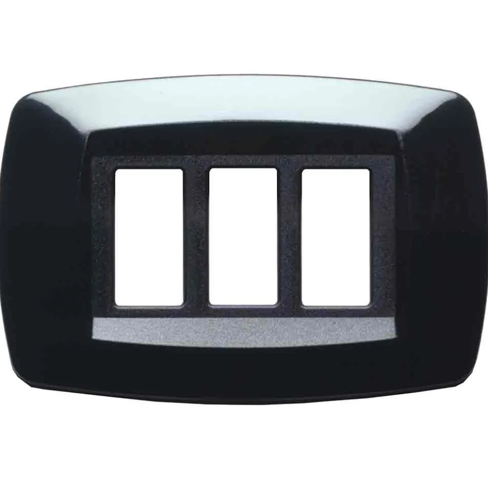 MASTER MD203 Placca coprinterruttori modì NERA 3 posti compatibile BTICINO MAGIC