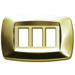 MASTER MD213 Placca coprinterruttori modì OTTONE LUCIDO 3 posti compatibile BTICINO MAGIC