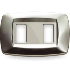 MASTER MD222 Placca coprinterruttori modì ARGENTO LUCIDO 2 posti compatibile BTICINO MAGIC