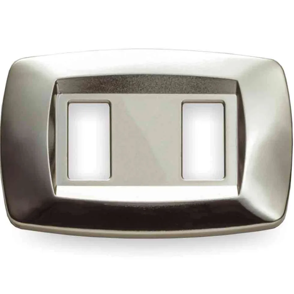 MASTER MD222 Placca coprinterruttori modì ARGENTO LUCIDO 2 posti compatibile BTICINO MAGIC