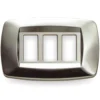 MASTER MD223 Placca coprinterruttori modì ARGENTO LUCIDO 3 posti compatibile BTICINO MAGIC