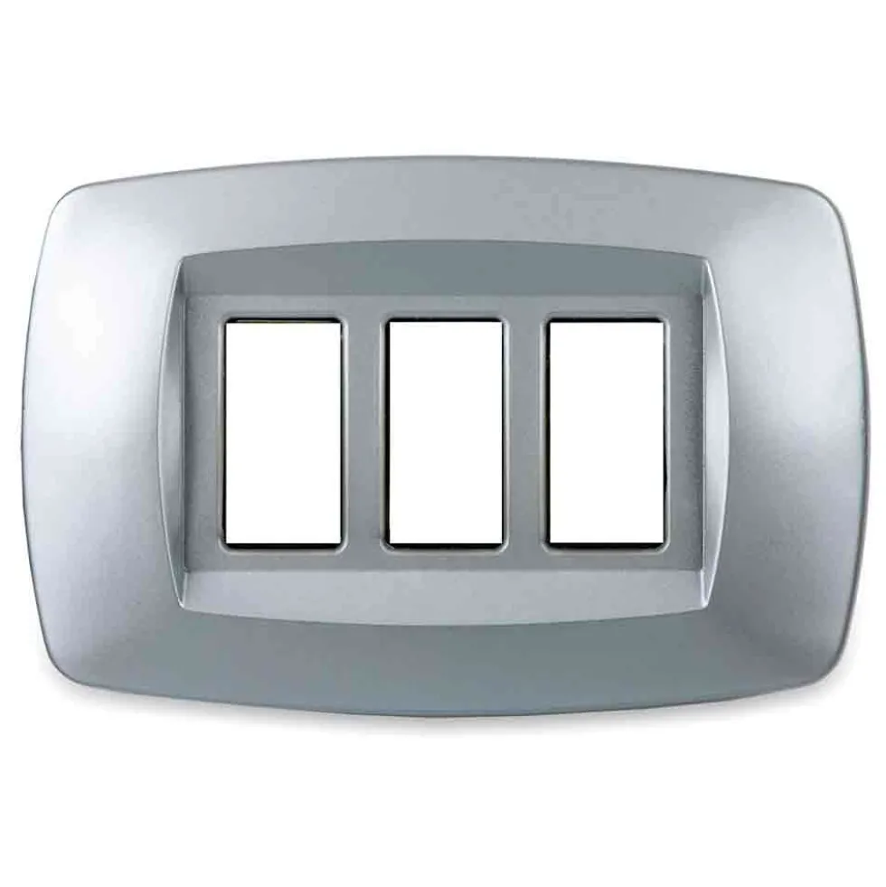 MASTER MD253 Placca coprinterruttori modì TITANIO 3 posti compatibile BTICINO MAGIC