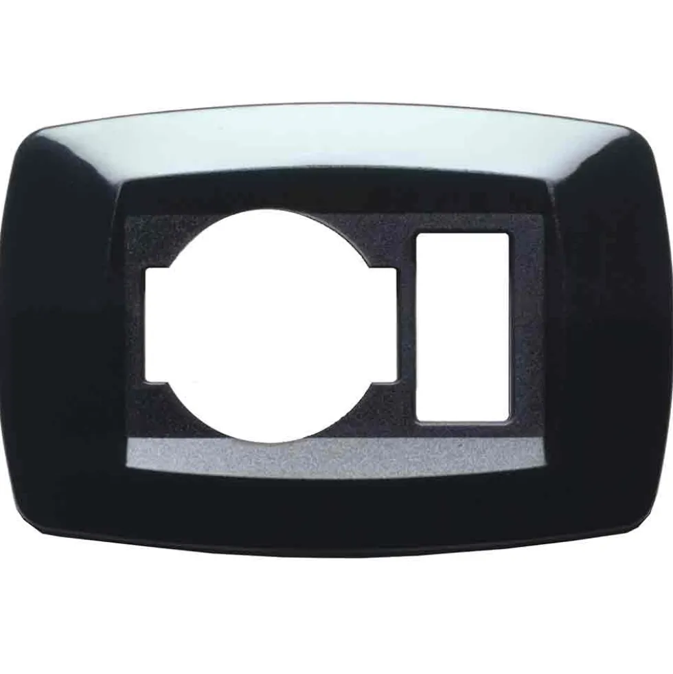 MASTER MD20UN1 Placca coprinterruttori modì NERA schuko + 1 posto solo per supp. MASTER art. 00376