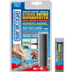 Mastice stucco epossidico bicomponente riparatutto UNISTOP RAPIDO gr.55 Saratoga
