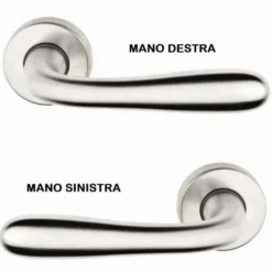 Mezza maniglia cromo satinato mod. GOCCIA rosetta tonda per porte finestre e cancelli mano Dx/Sx