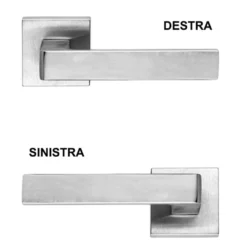 Mezza maniglia cromo satinato quadra mod. ASTI per porte e finestre moderne mano dx e sx