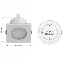 Mini faretto LED incasso 3W LORD con selettore 3CCT 3000/4000/6000K e 4 cornici intercambiabili