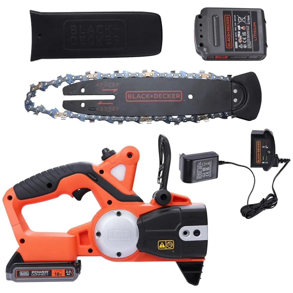 Motosega elettrico a batteria 18V 2Ah BLACK+DECKER GKC1820L20 barra cm.20 elettrosega a batteria