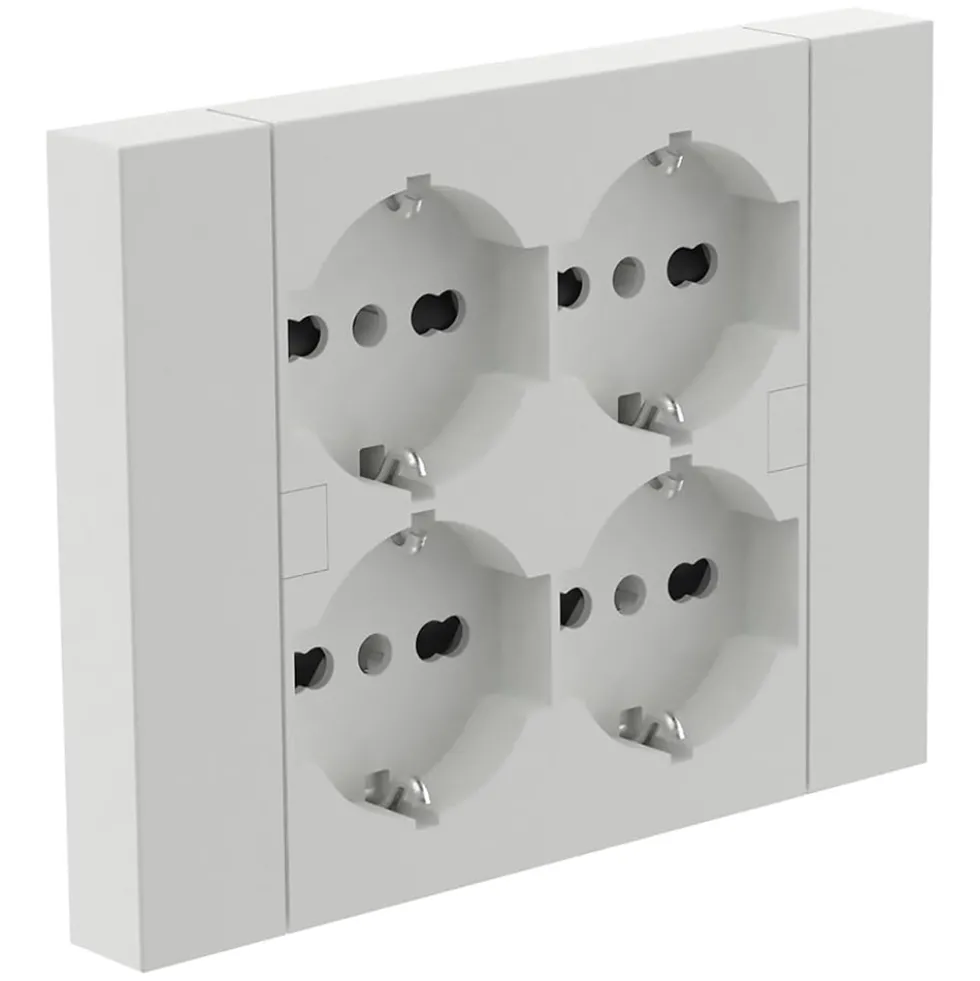 Multipresa universale ad incasso da parete QUADRA 4 prese bipasso schuko bianca ELECTRALINE 22105