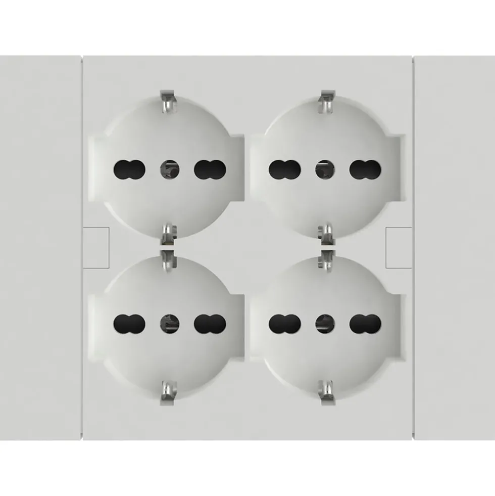 Multipresa universale ad incasso da parete QUADRA 4 prese bipasso schuko bianca ELECTRALINE 22105
